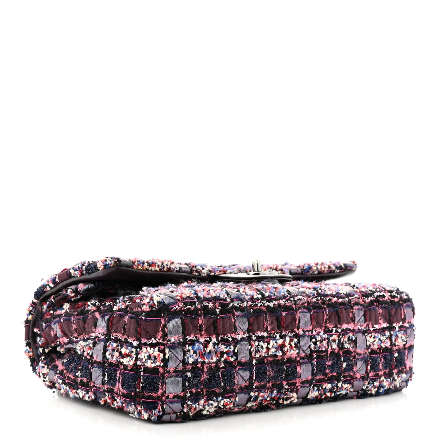 Tweed Quilted Medium Double Flap Dark Purple