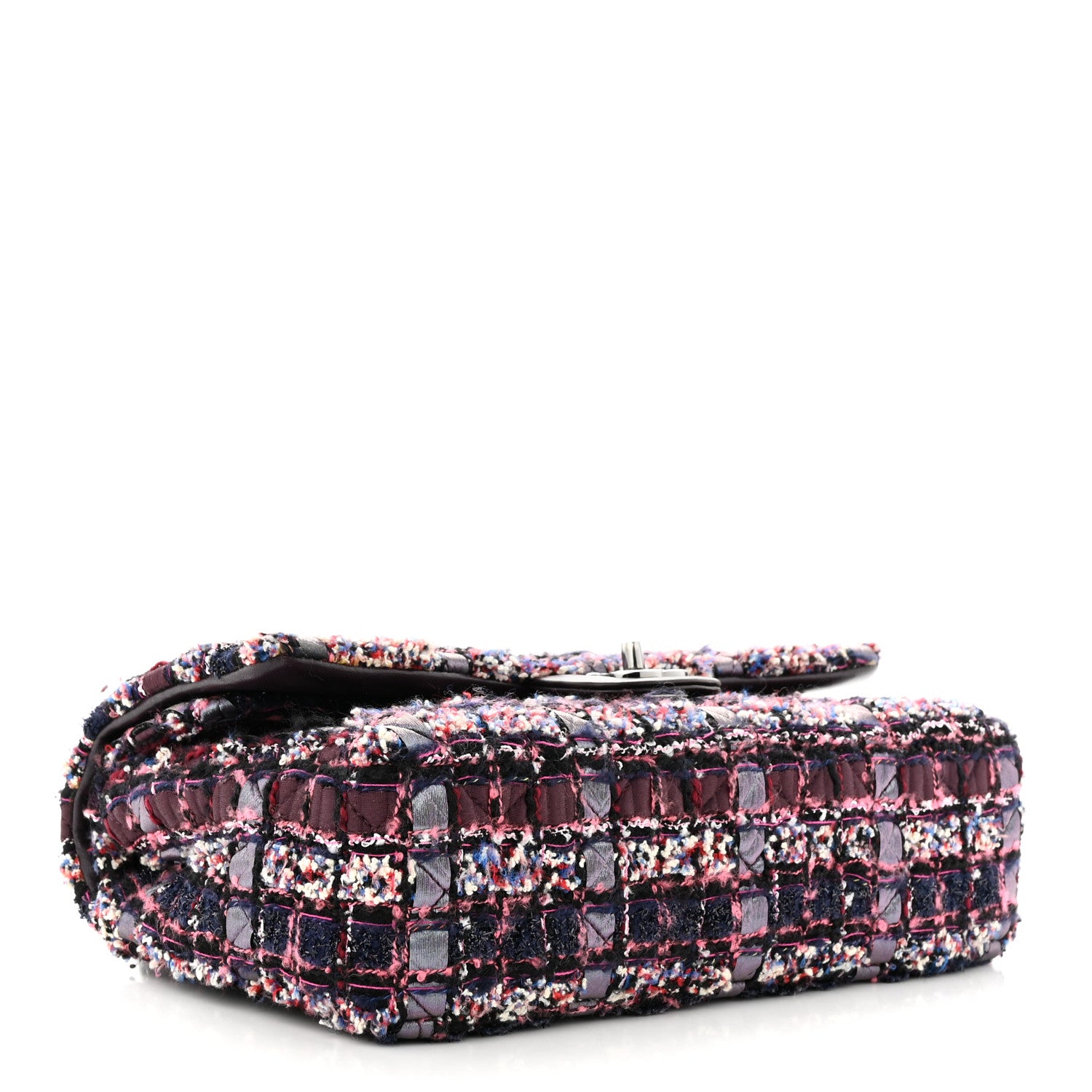 Chanel Tweed Quilted Medium Double Flap Dark Purple 4 of 11