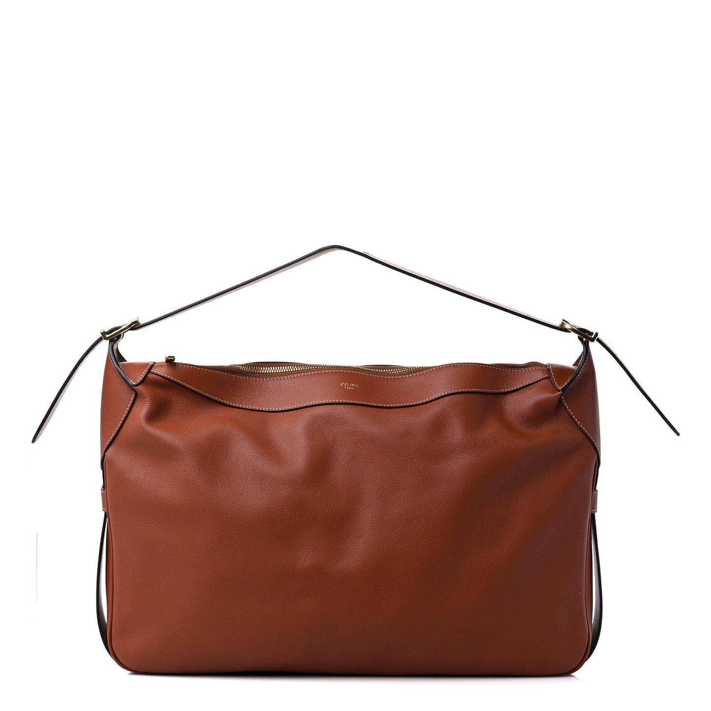 Supple Calfskin Large Romy Shoulder Bag Tan