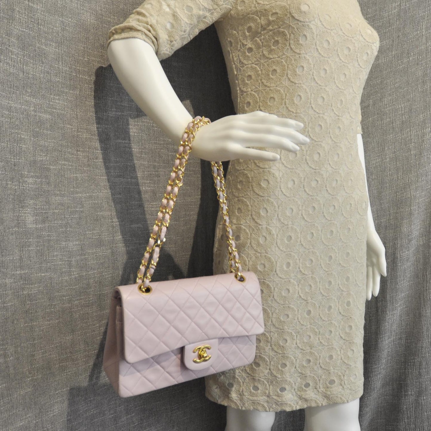 Lambskin Quilted Small Double Flap Pink