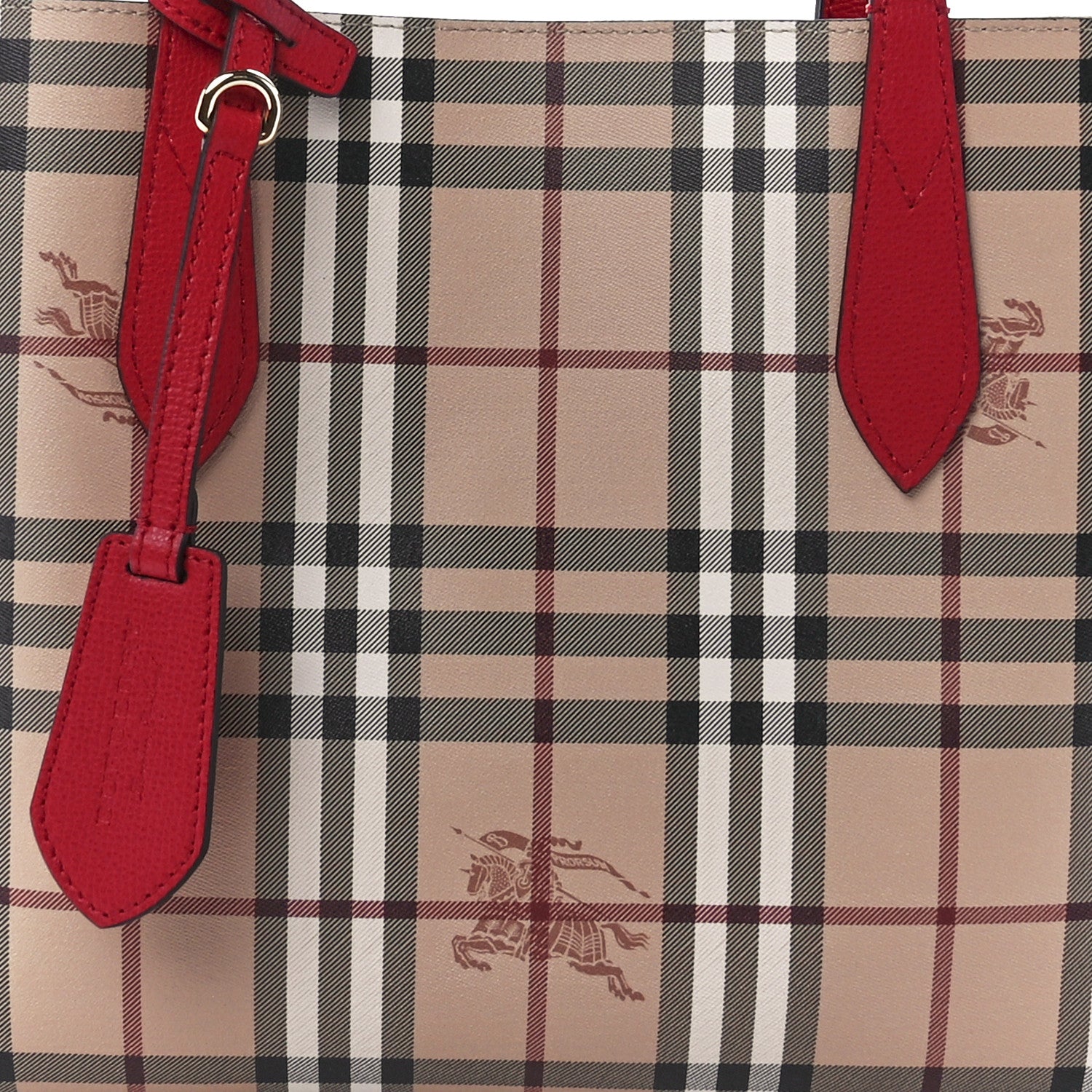 Burberry Haymarket Check Small Reversible Tote Poppy Red 14 of 20