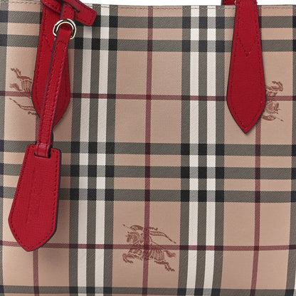 Burberry Haymarket Check Small Reversible Tote Poppy Red 14 of 20