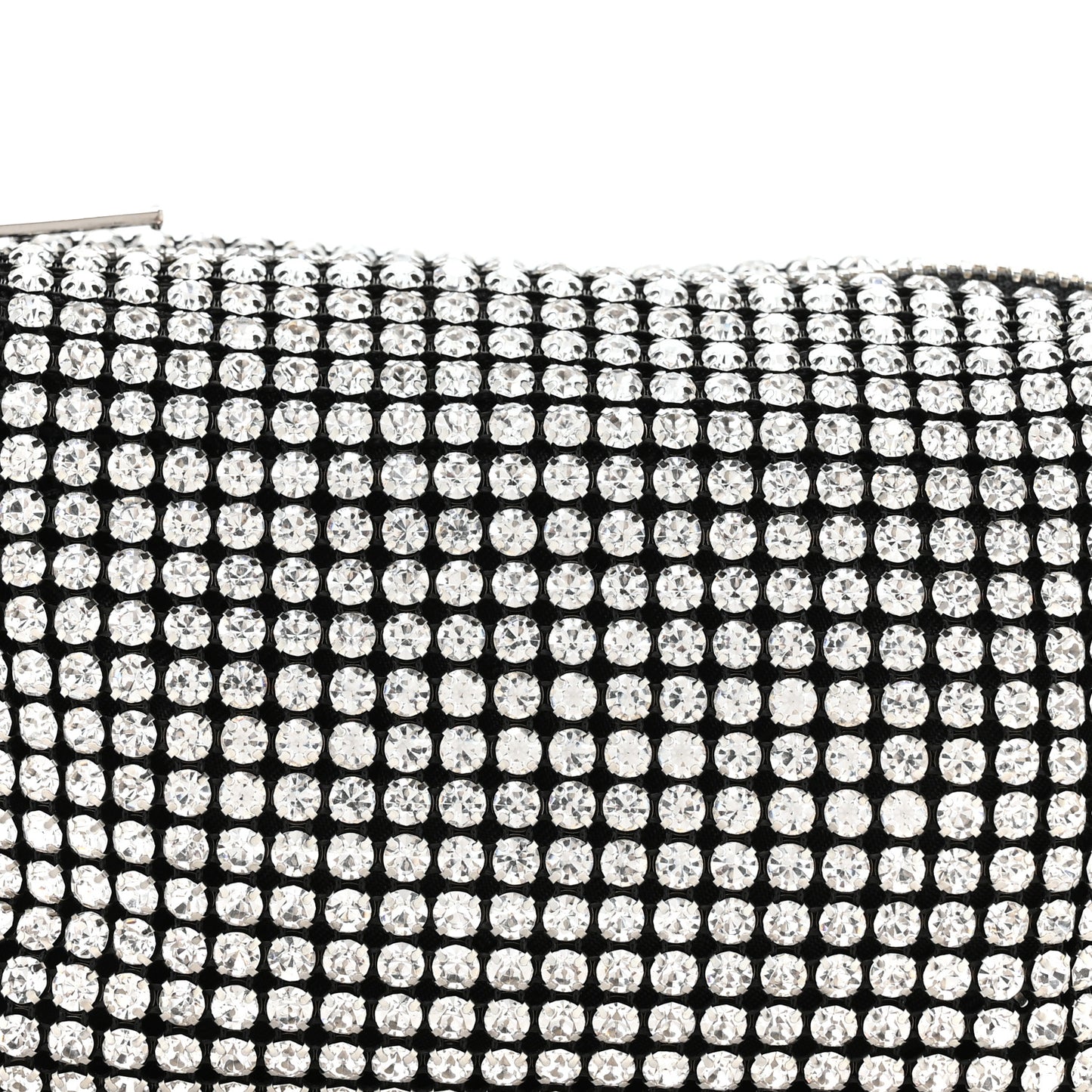 Mesh Crystal Rhinestone Mini Heiress Pouch Black Silver