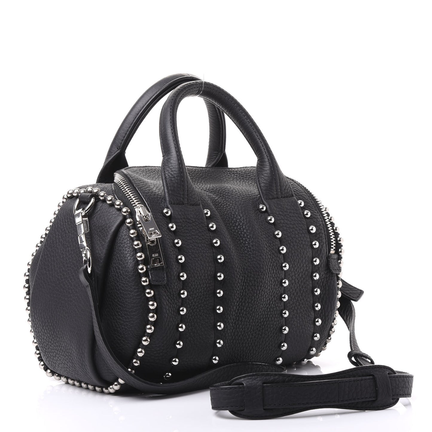 Calfskin Studded Rockie Matte Black Rhodium Hardware