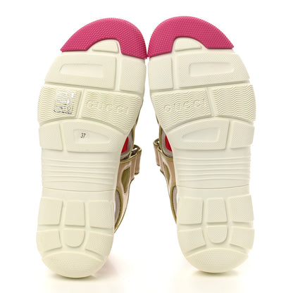 Gucci Mesh Fabric Tinsel Sport Sandals 37 Loess Sand Box Pink 5 of 10