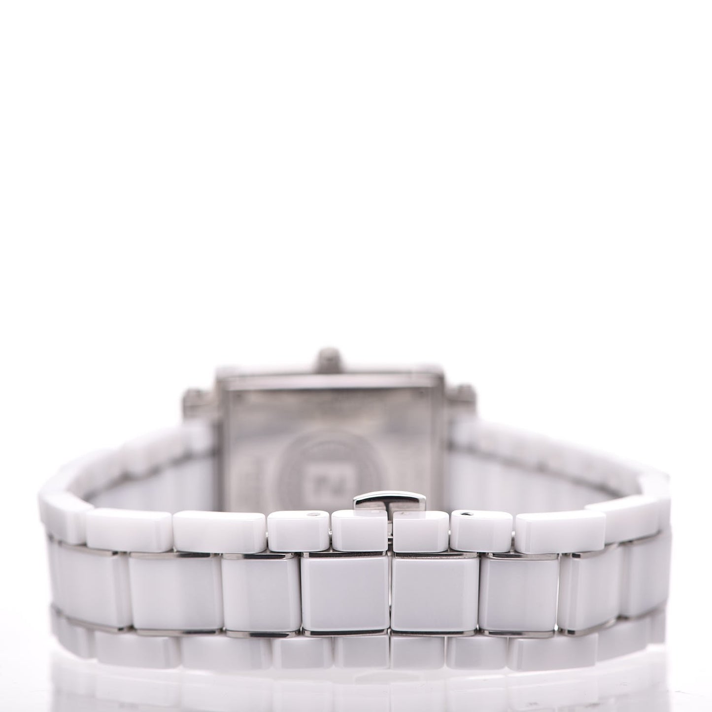 Stainless Steel Ceramic Diamond Bezel 30mm Quadro Quartz Watch White