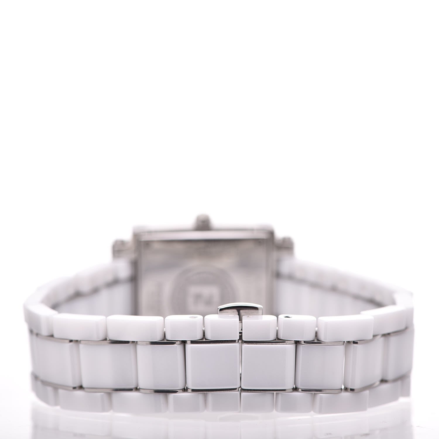 Fendi Stainless Steel Ceramic Diamond Bezel 30mm Quadro Quartz Watch White 4 of 7