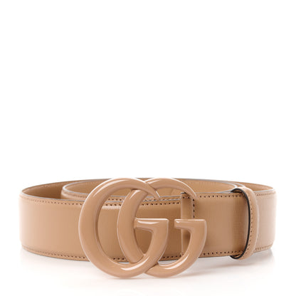 Gucci Azalea Calfskin Enamel Monochrome Double G 40mm Belt 100/40 Camelia 1 of 4