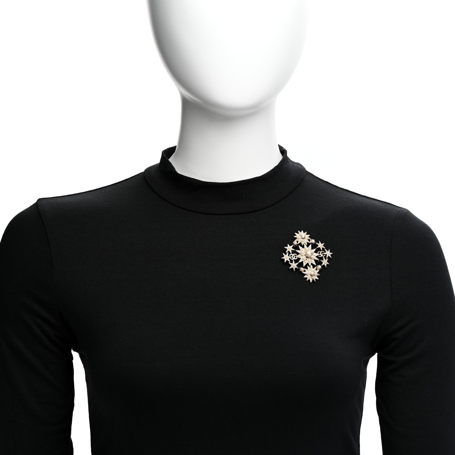 Chanel Pearl Crystal CC Star Brooch Gold 2 of 7