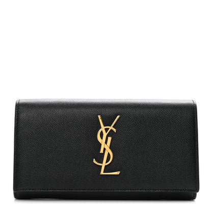 Saint Laurent SAINT LAURENT Grain De Poudre Classic Monogram Cassandre Wallet Black 1 of 8