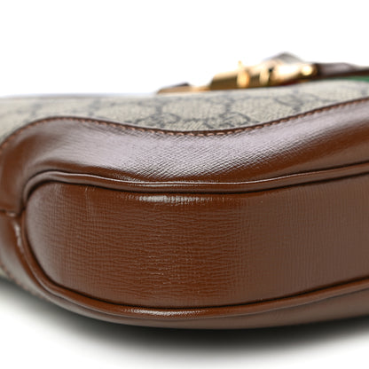 Gucci GG Supreme Monogram Azalea Calfskin Web Small Jackie 1961 Hobo Beige Ebony Brown Sugar 10 of 12