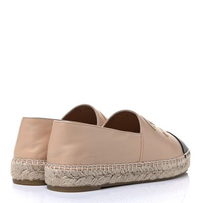 Chanel Lambskin CC Espadrilles 38 Beige Black 4 of 7