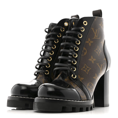 Louis Vuitton Patent Calfskin Monogram Star Trail Ankle Boots 36 Black 4 of 12
