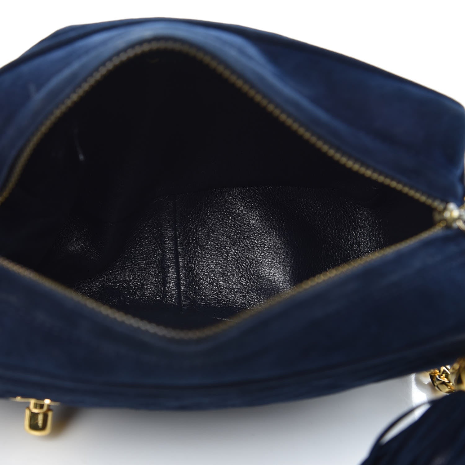 Chanel Suede Quilted CC Tassel Camera Case Navy 5 of 10