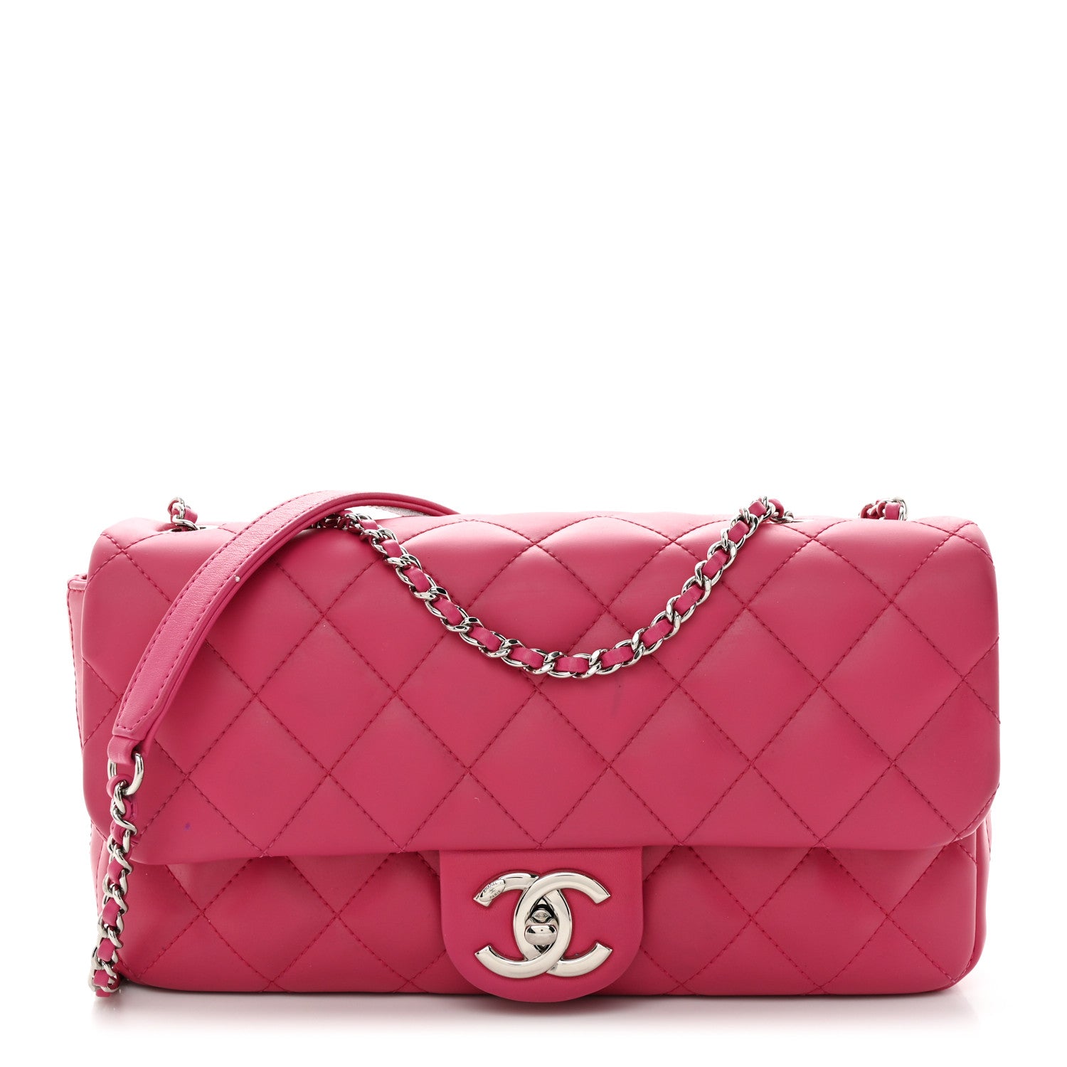 Chanel Rubber Quilted Lambskin Medium Coco Rain Flap Pink 1 of 12