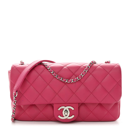 Chanel Rubber Quilted Lambskin Medium Coco Rain Flap Pink 1 of 12