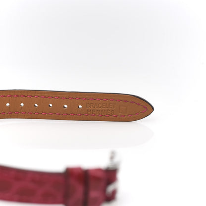 Hermes Stainless Steel Alligator Diamond Bezel Mother of Pearl 17.2mm Heure H Hour Quartz Watch Braise 6 of 7