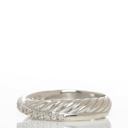 David Yurman Sterling Silver Diamond 5mm Crossover Ring 52 6.25 3 of 5