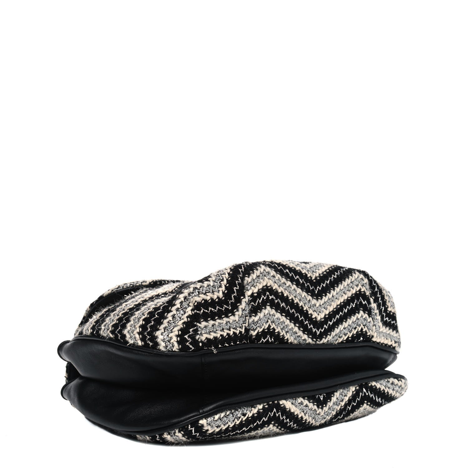 Chanel Tweed Chevron Medium Single Flap Black White 3 of 4