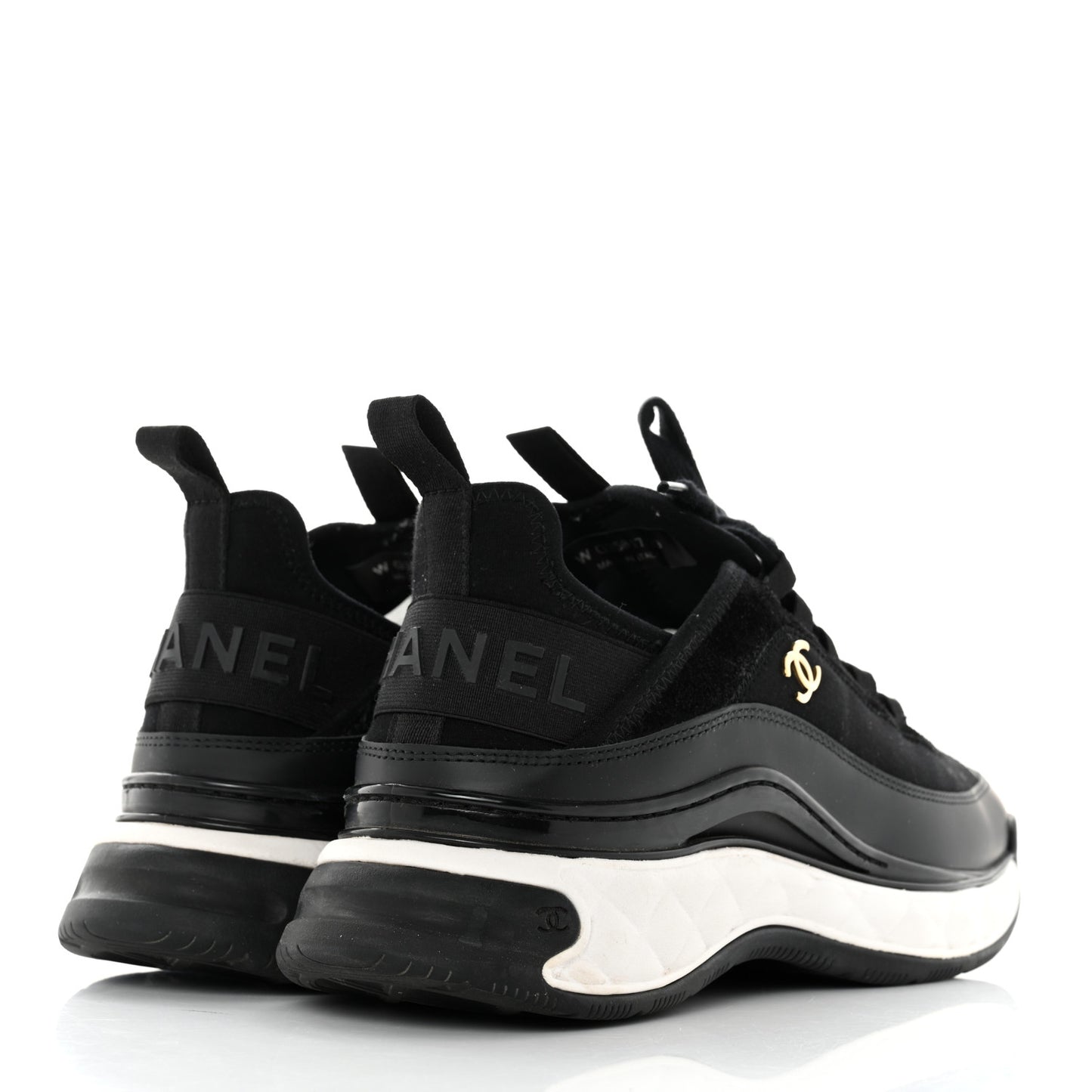 Velvet Calfskin Mixed Fibers CC Sneakers 39 Black