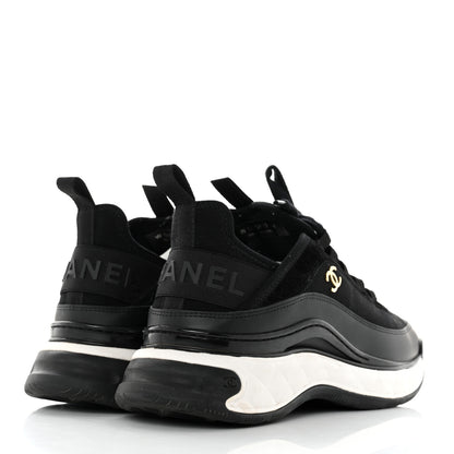 Chanel Velvet Calfskin Mixed Fibers CC Sneakers 39 Black 4 of 9