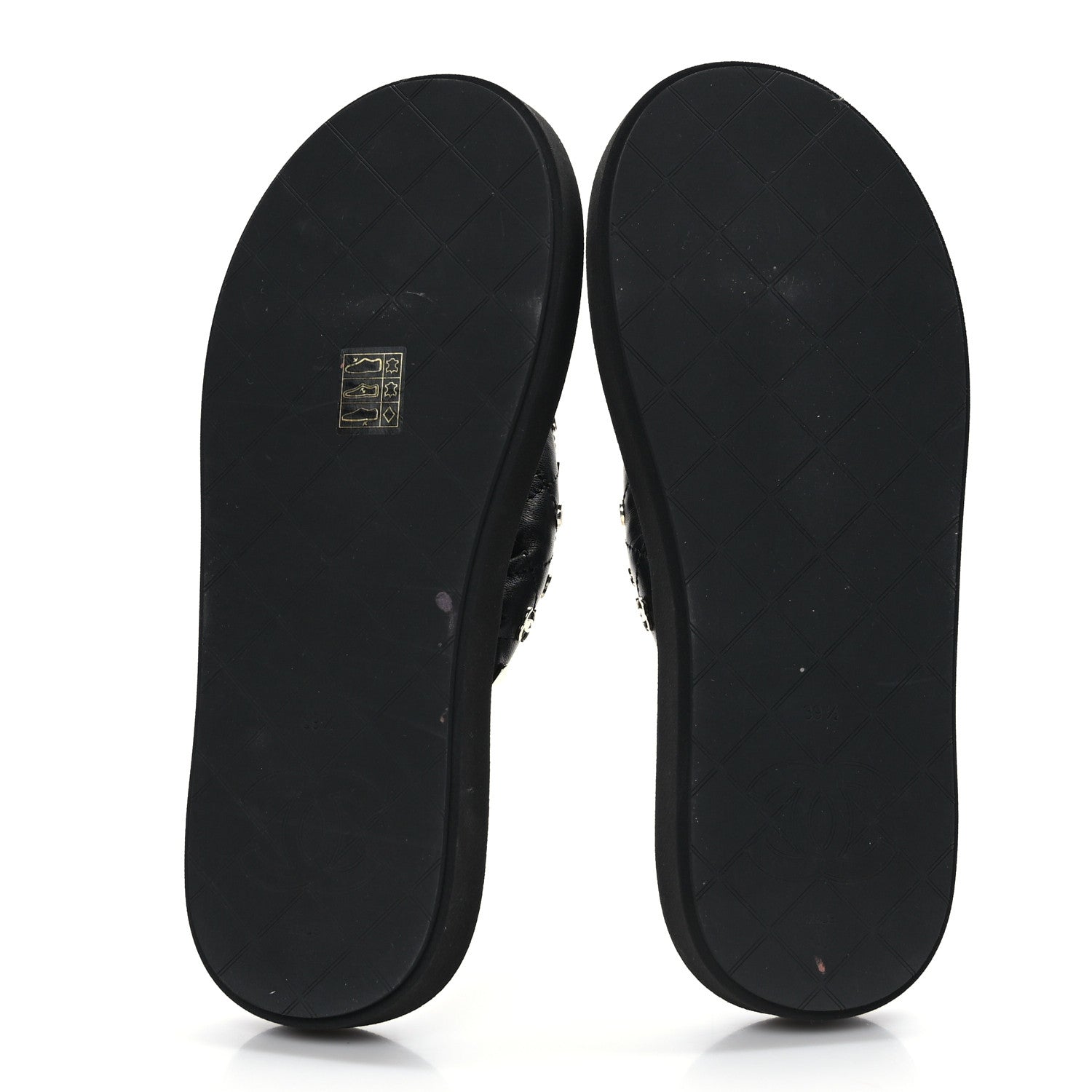 Chanel Lambskin Quilted Padded Charms Thong Sandals 39.5 Black 5 of 7