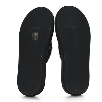 Chanel Lambskin Quilted Padded Charms Thong Sandals 39.5 Black 5 of 7