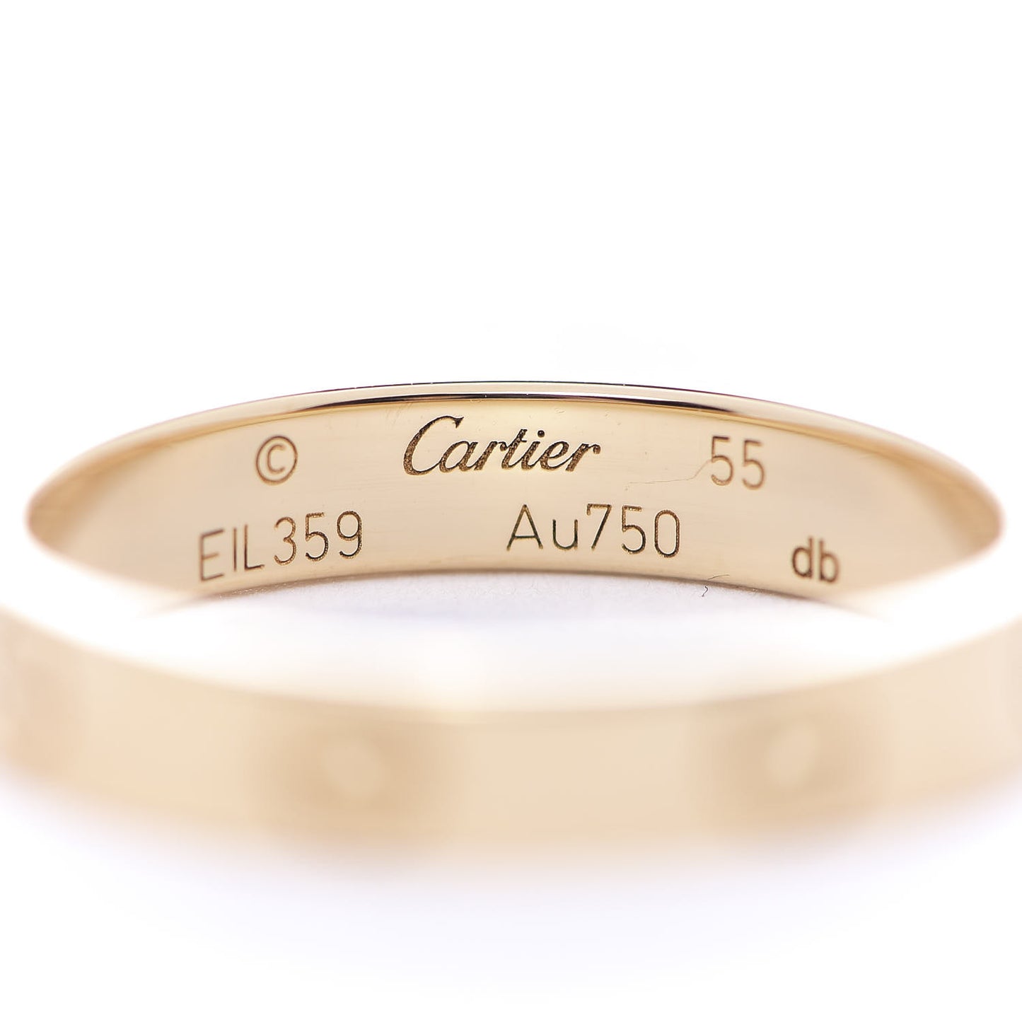 18K Yellow Gold 3.5mm LOVE Wedding Band Ring 55 7.25