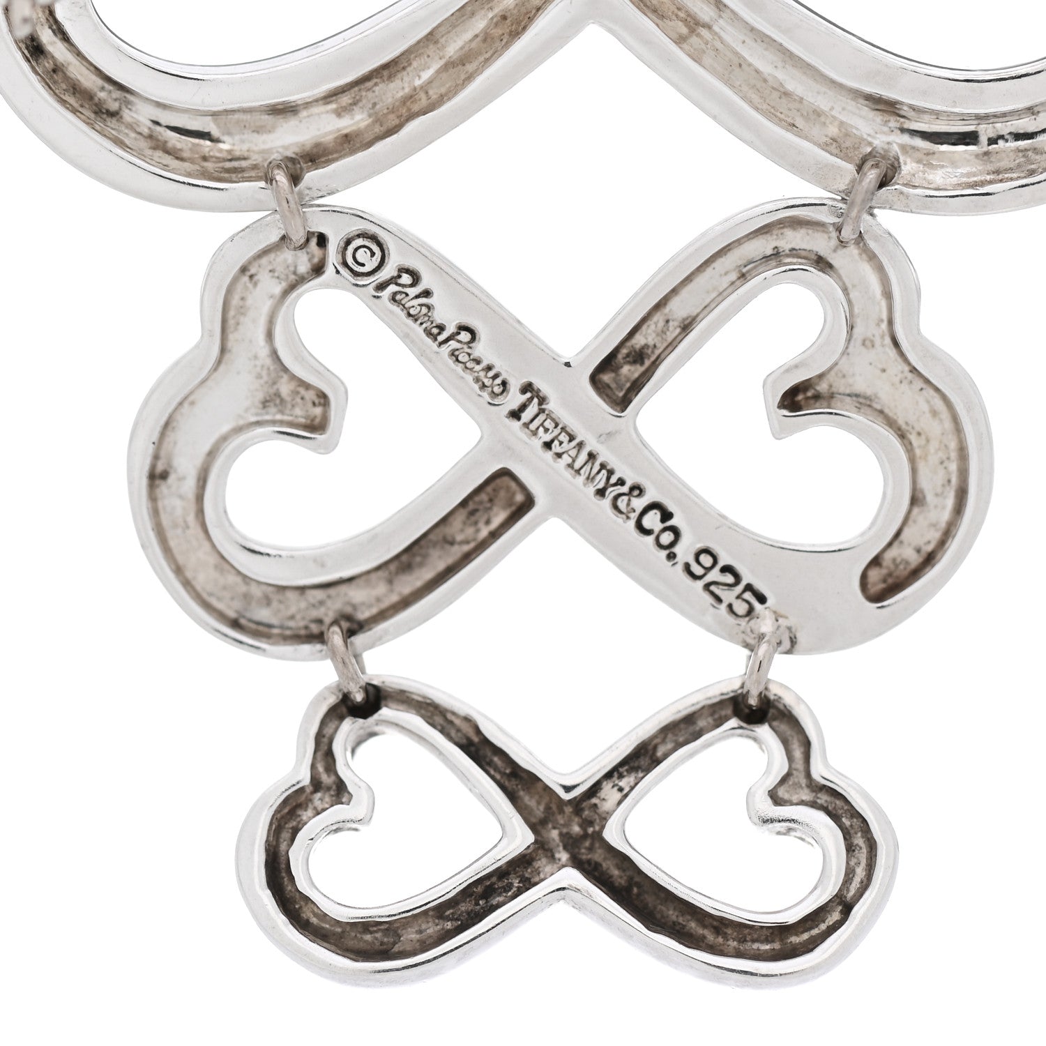 Tiffany Sterling Silver Paloma Picasso Graduated Loving Heart Brooch Pin 4 of 4
