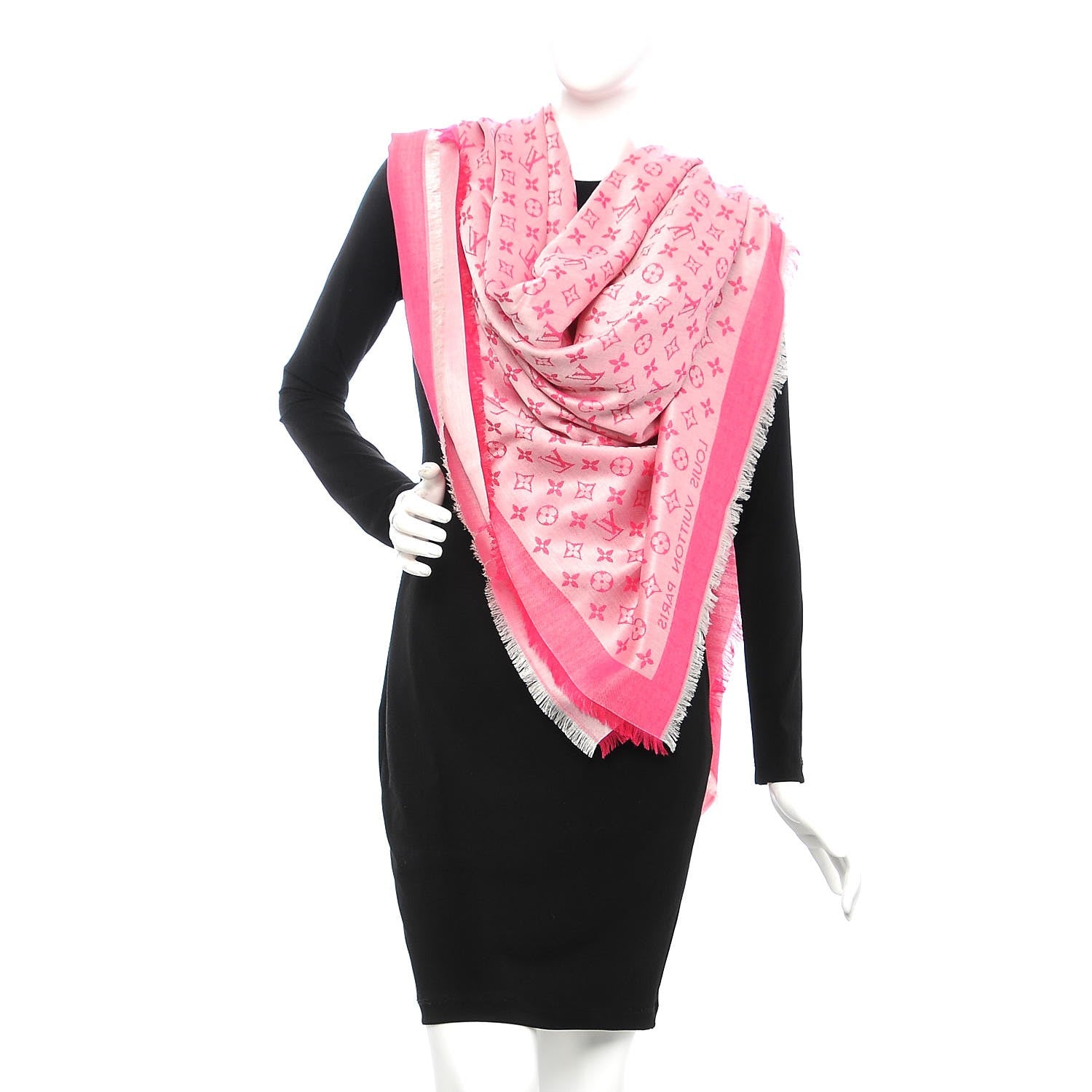 Louis Vuitton Silk Wool Monogram Denim Shawl Pivoine 2 of 4
