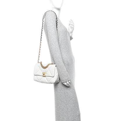 Chanel Goatskin Quilted Medium Chanel 19 Flap White 2 of 13