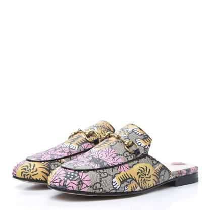 Gucci GG Supreme Monogram Bengal Womens Princetown Slippers 35 Beige Crop Pink 3 of 8