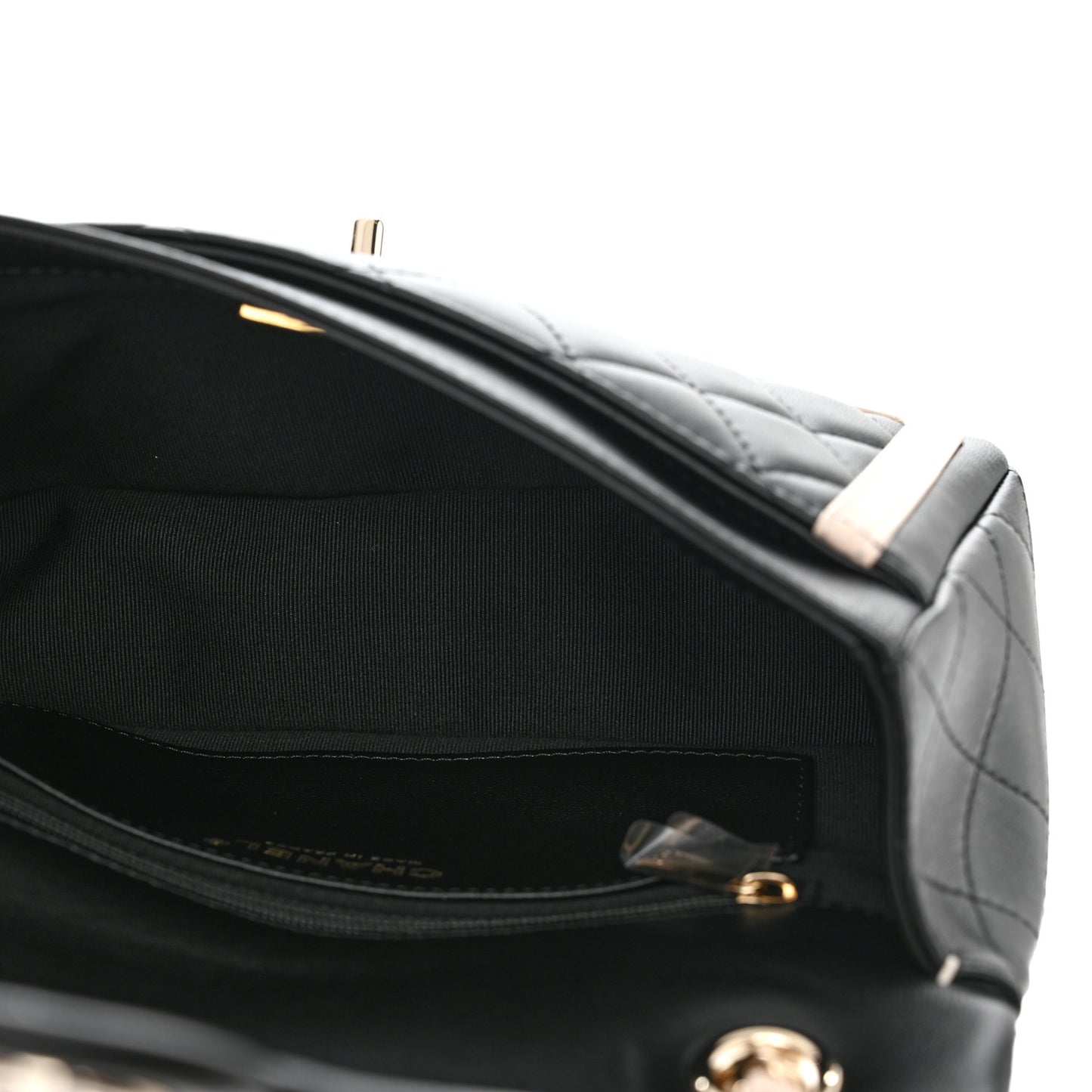 Lambskin Quilted Bicolor Flap Black Beige