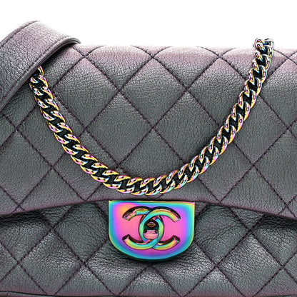 Chanel Iridescent Goatskin Quilted Small Double Carry Waist Chain Flap Purple 9 of 11