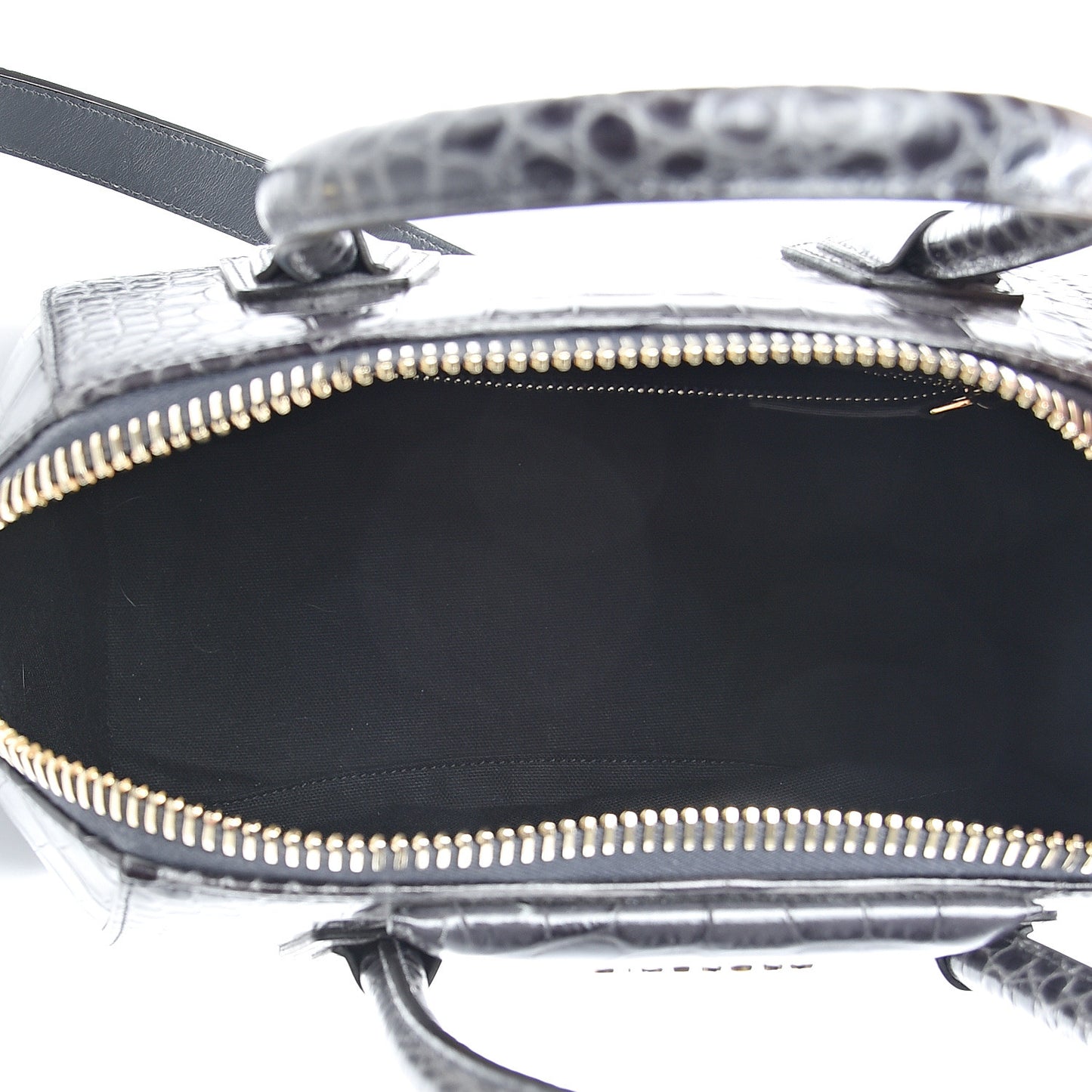 Calfskin Crocodile Embossed Small Antigona Storm Grey
