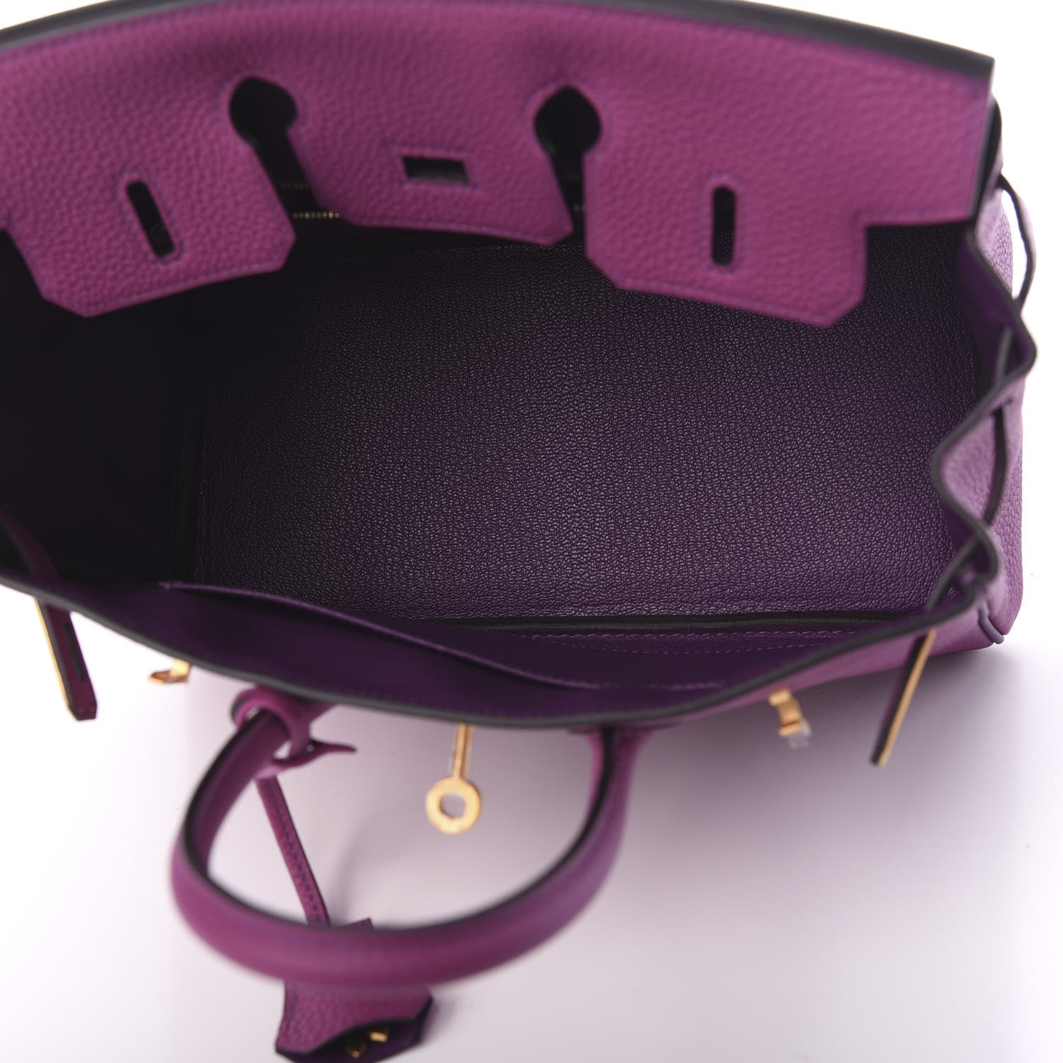 Hermes Togo Horseshoe Birkin 25 Rose Pourpre Anemone 4 of 10