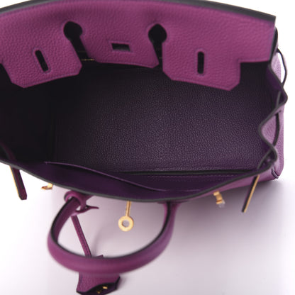 Hermes Togo Horseshoe Birkin 25 Rose Pourpre Anemone 4 of 10