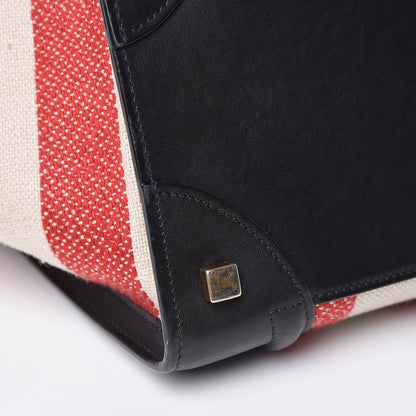 Celine Smooth Calfskin Canvas Bi-Color Striped Mini Luggage Red 11 of 14