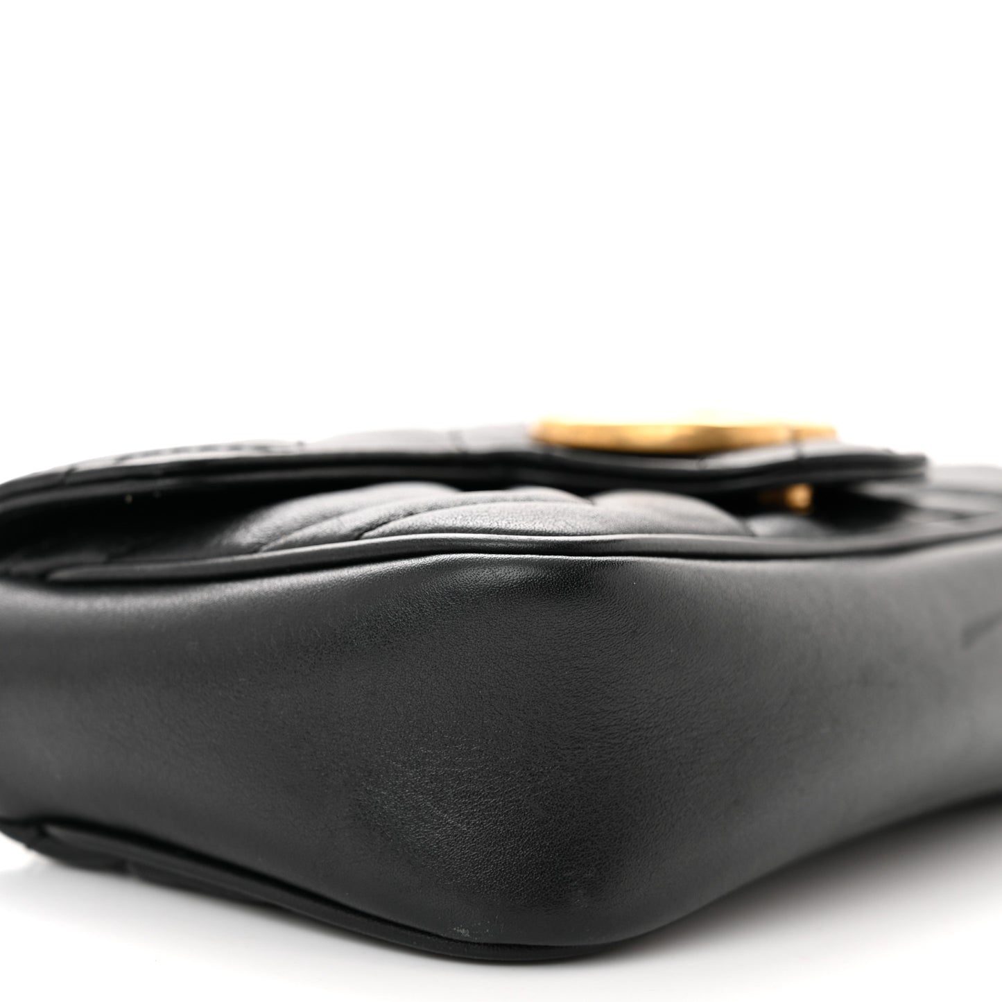 Calfskin Matelasse Super Mini GG Marmont Shoulder Bag Black