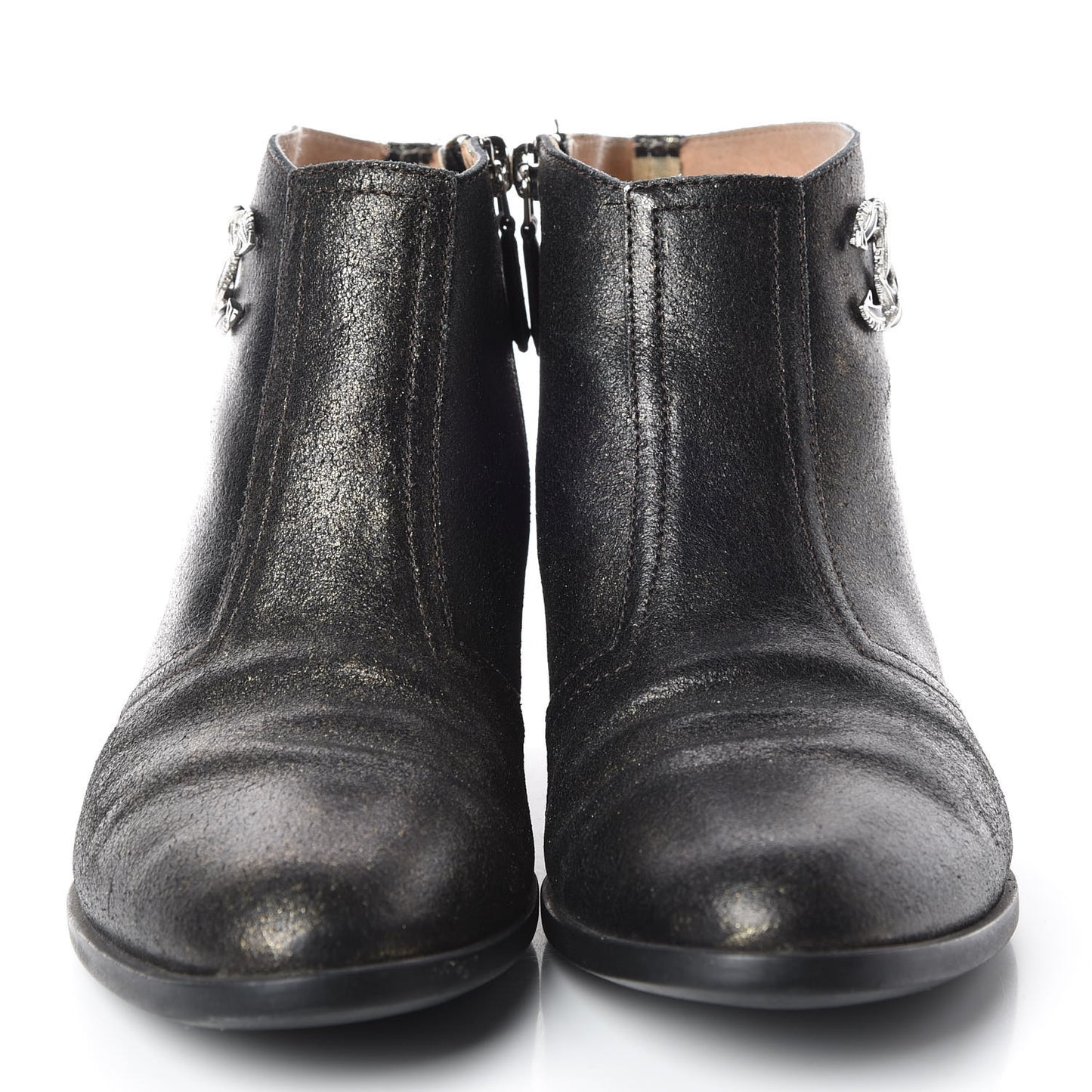 Metallic Fantasy Calfskin Ankle Boots 37.5 Dark Gold