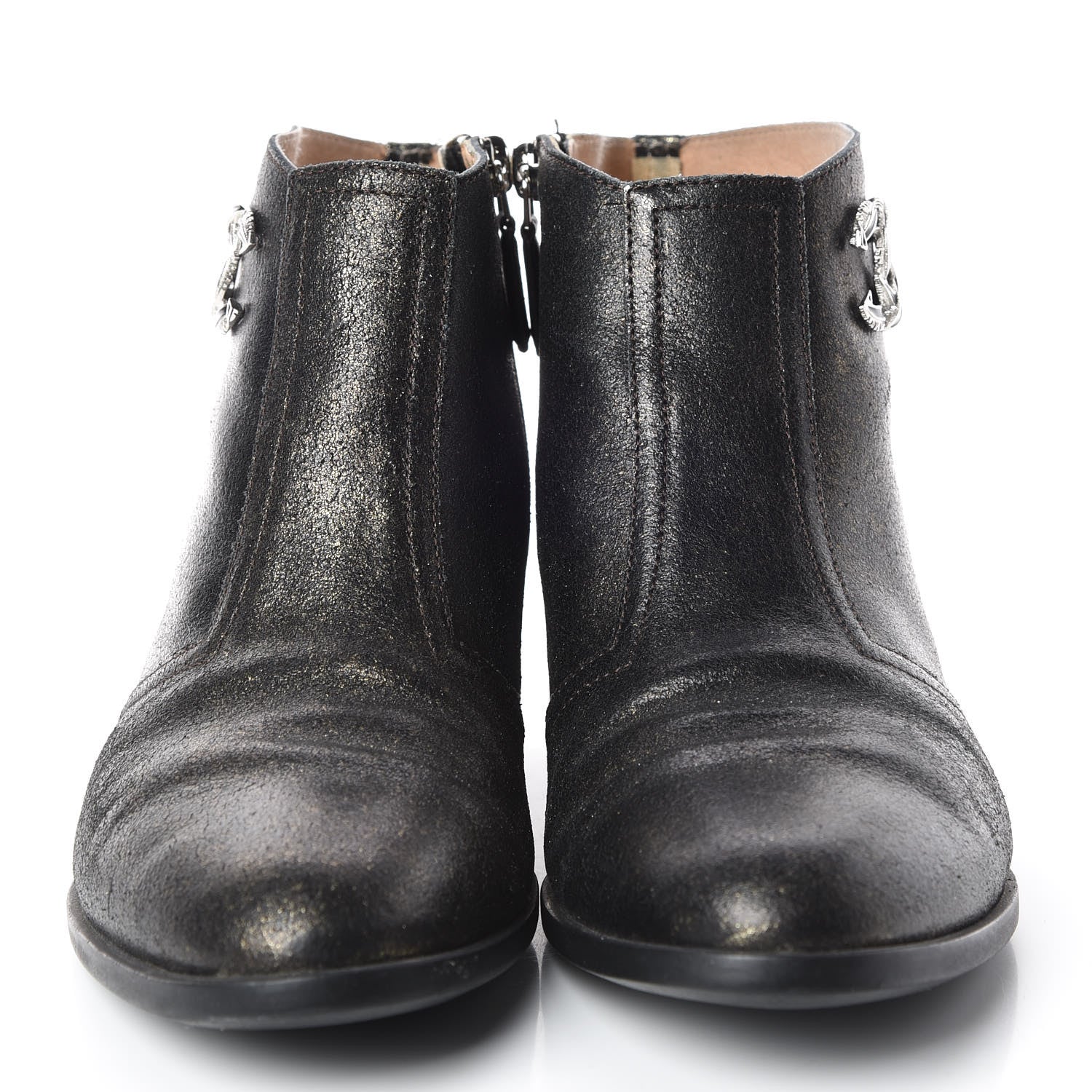Chanel Metallic Fantasy Calfskin Ankle Boots 37.5 Dark Gold 2 of 10