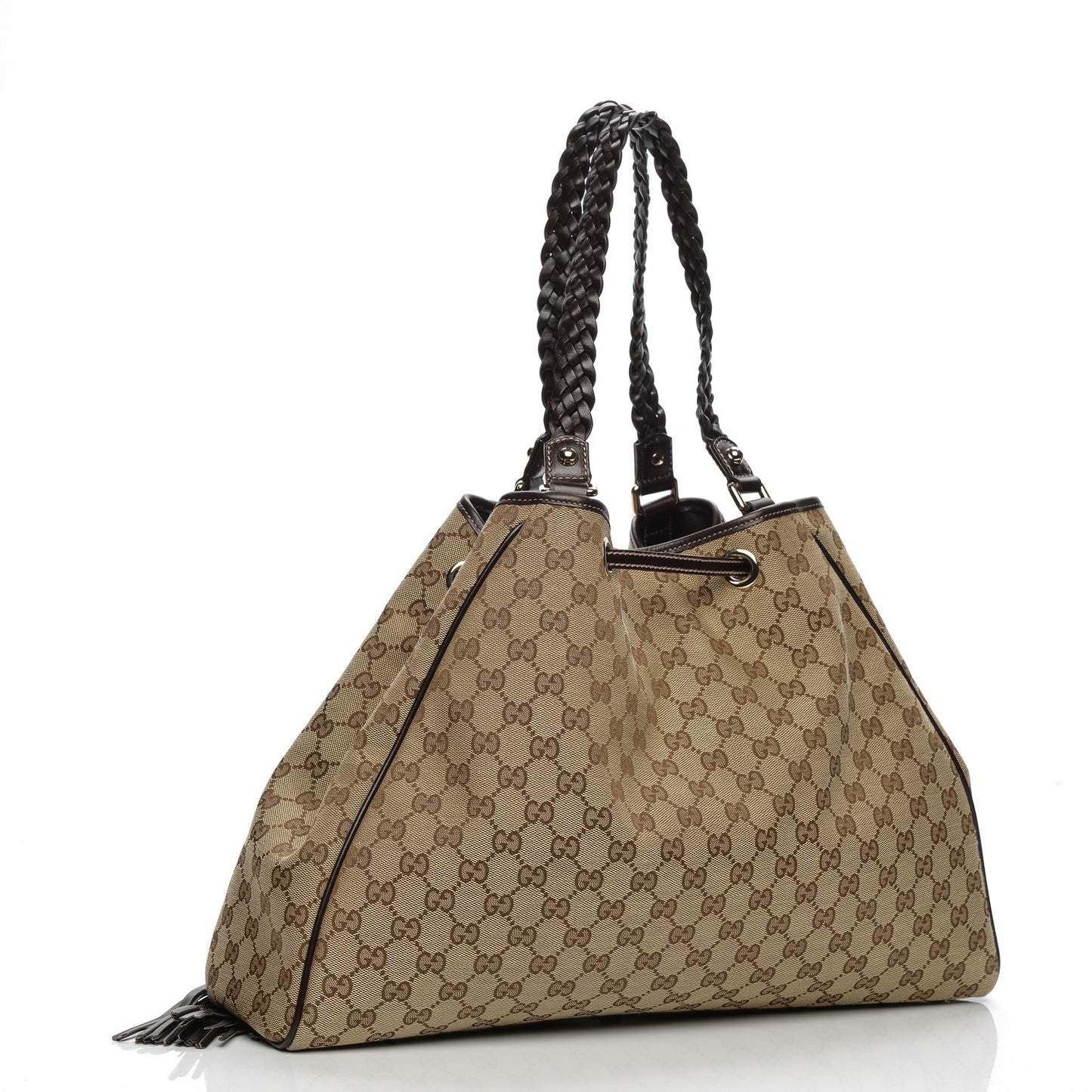 Monogram Peggy Braided Tote Dark Brown