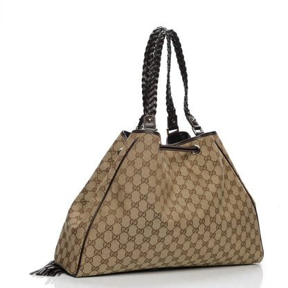 Gucci Monogram Peggy Braided Tote Dark Brown 3 of 7