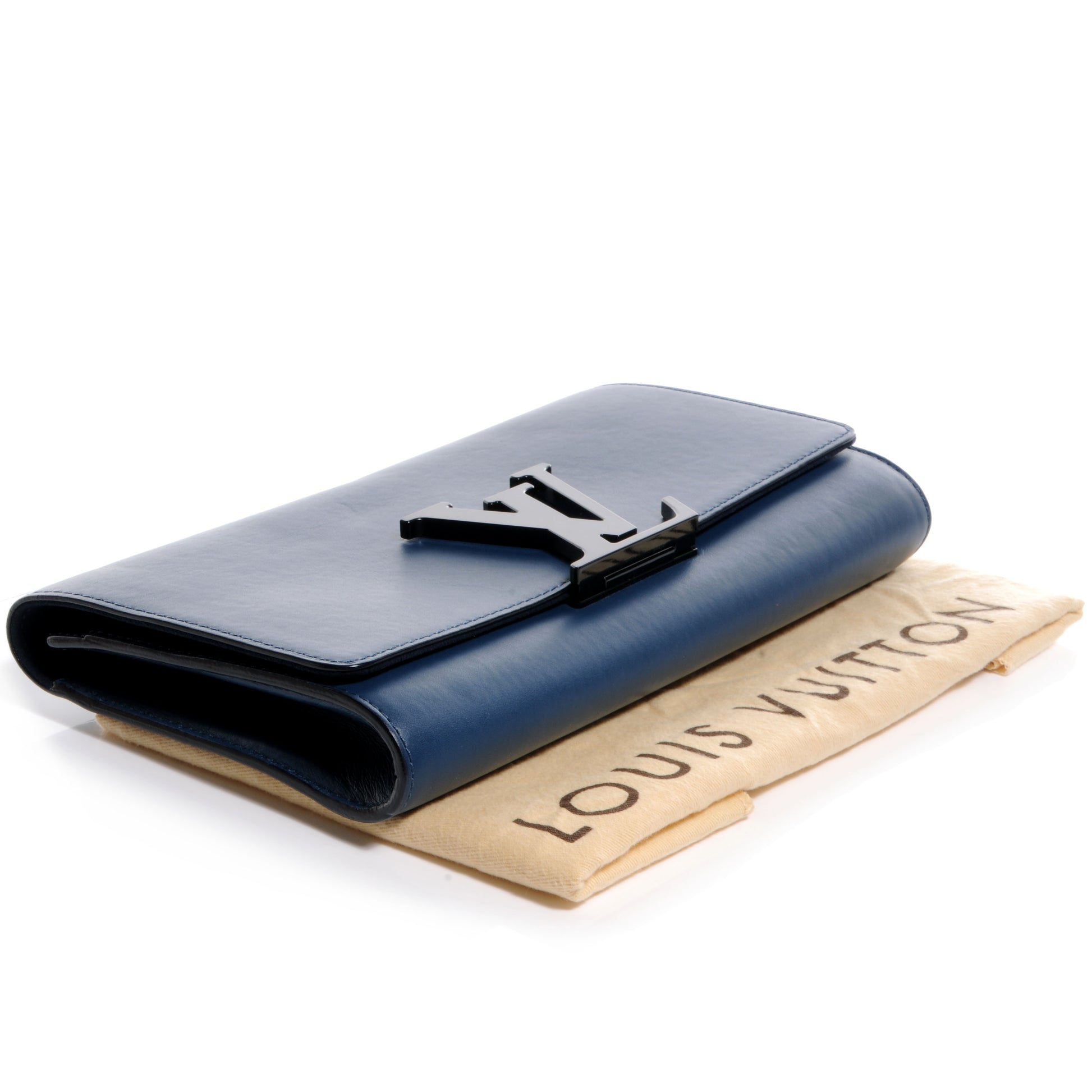 Louis Vuitton Calfskin Louise Clutch Blue 4 of 7