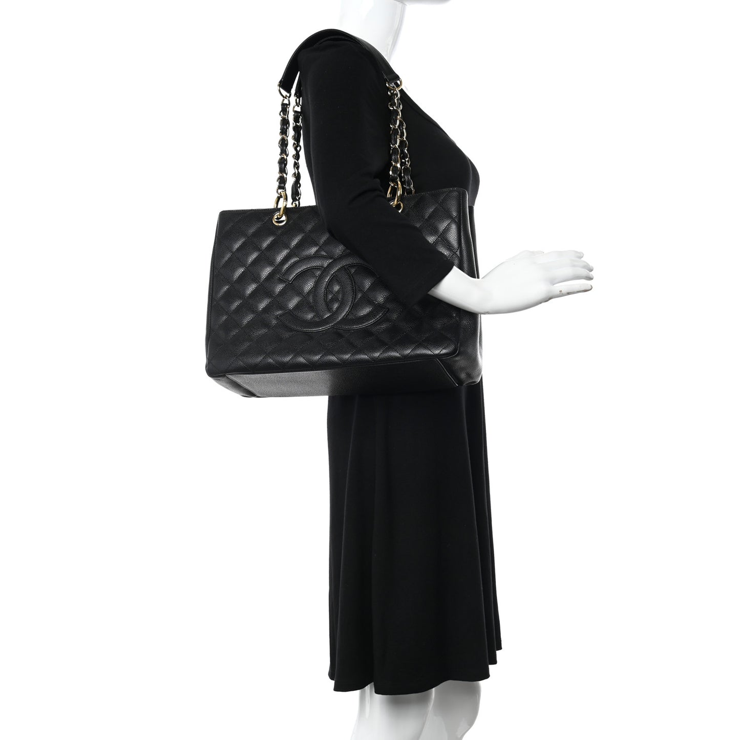 Caviar Quilted Grand Shopping Tote GST Black