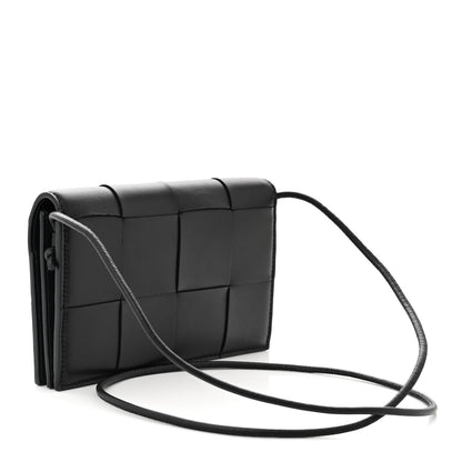 Bottega Veneta Lambskin Maxi Intreccio Cassette Wallet On Strap Black 3 of 10