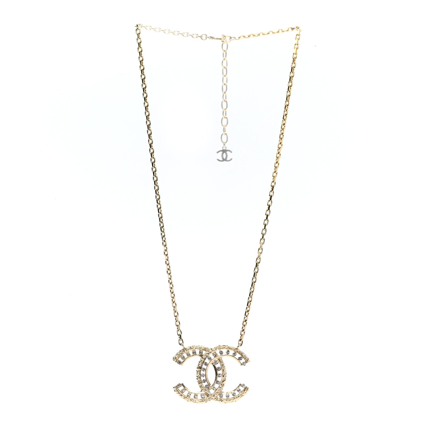 Crystal Textured CC Necklace Gold