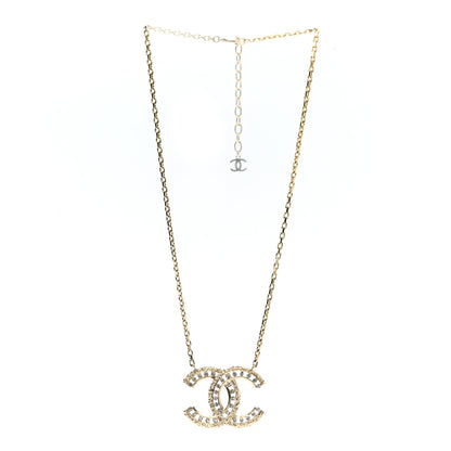 Chanel Crystal Textured CC Necklace Gold 3 of 7