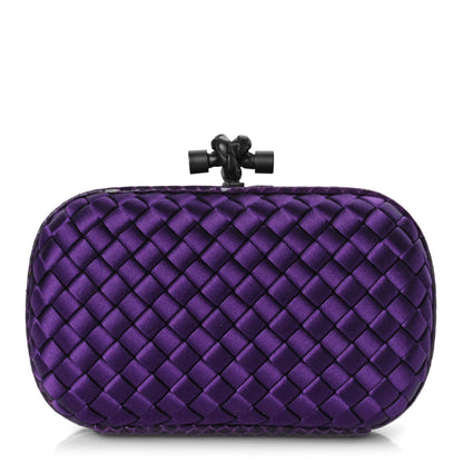 Bottega Veneta Satin Intreccio Impero Ayers Knot Clutch Purple 1 of 7