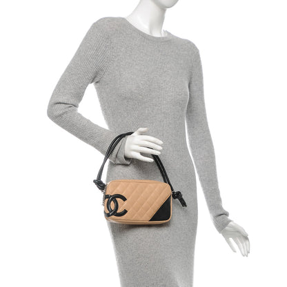 Chanel Calfskin Quilted Cambon Pochette Beige Black 2 of 8